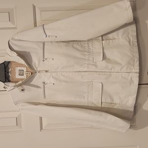 Women's G.H. Bass White Hooded Rain Jacket, Size XL